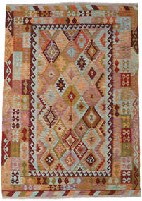 214X300 絨毯 キリム アフガン オールド スタイル オリエンタル オレンジ/ベージュ (ウール, アフガニスタン) Carpetvista