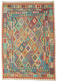  Orientalsk Kelim Afghan Old Style Tæppe 205X298 Beige/Grå Uld, Afghanistan Carpetvista