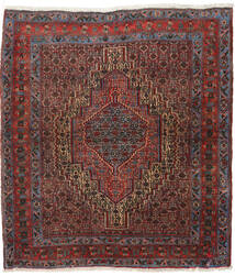  Perzisch Senneh Vloerkleed 130X147 Bruin/Rood (Wol, Perzië/Iran)