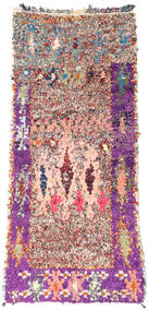 85X200 Tapete Berber Moroccan - Boucherouite Moderno Passadeira Bege/Rosa Escuro (Lã, Marrocos) Carpetvista
