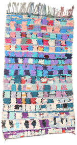  Berber Moroccan - Boucherouite 125X220 ウール 絨毯 ブルー/ベージュ 小 Carpetvista