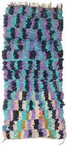 100X230 絨毯 Berber Moroccan - Boucherouite モダン 廊下 カーペット ブラック/ダークブルー (ウール, モロッコ) Carpetvista
