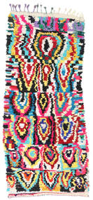  Berber Moroccan - Boucherouite 132X298 Tappeto Di Lana Beige/Grigio Scuro Piccolo Carpetvista