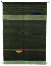 139X202 絨毯 ギャッベ インド モダン ダークグリーン/グリーン (ウール, インド) Carpetvista