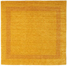 200X200 Plain (Single Colored) Handloom Gabba Rug - Gold Wool