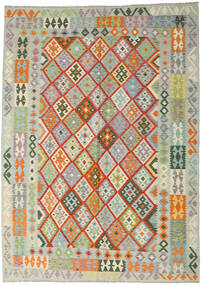 212X296 Kelim Afghan Old Stil Teppich Orientalischer Grau/Grün (Wolle, Afghanistan) Carpetvista