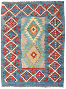  Orientalsk Kelim Afghan Old Style Tæppe 130X171 Blå/Rød Uld, Afghanistan Carpetvista