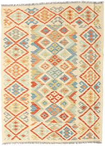  128X172 Kelim Afghan Old Style Teppe Beige/Gul Afghanistan Carpetvista