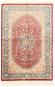  Persischer Ghom Seide Teppich 102X150 Beige/Rot (Seide, Persien/Iran)