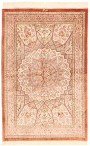Ghom Seide Teppich 97X146 Beige/Orange Seide, Persien/Iran