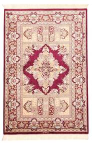  Persian Qum Silk Rug 100X147 Beige/Red