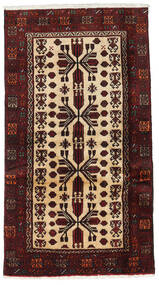 Tapete Balúchi 90X165 Vermelho Escuro/Bege (Lã, Pérsia/Irão)