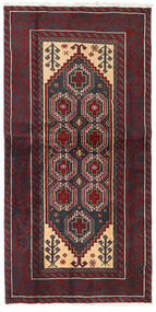  Belutsch Teppich 95X190 Persischer Wollteppich Dunkelgrau/Dunkelrot Klein Carpetvista