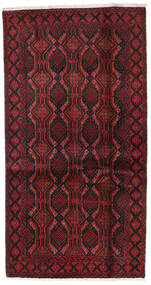 100X188 러그 오리엔탈 벨루치 다크 레드/빨간색 (울, 페르시아/이란) Carpetvista
