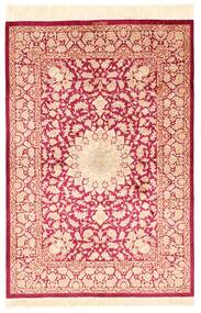  Qum Silk Rug 100X145 Persian Silk Beige/Red Small