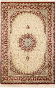132X201 絨毯 オリエンタル クム シルク ベージュ/茶色 (絹, ペルシャ/イラン)