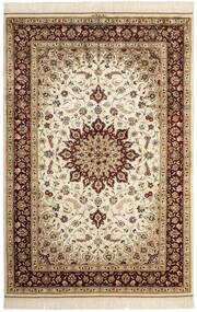  Persischer Ghom Seide Teppich 132X197 Beige/Braun (Seide, Persien/Iran)