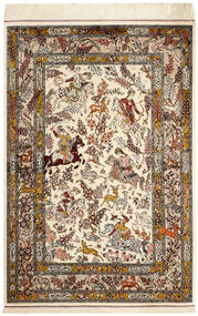 98X148 絨毯 クム シルク オリエンタル ベージュ/茶色 (絹, ペルシャ/イラン)