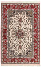 絨毯 ペルシャ イスファハン 絹の縦糸 157X245 ベージュ/レッド (ウール, ペルシャ/イラン)