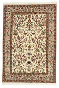 109X161 絨毯 オリエンタル イスファハン 絹の縦糸 ベージュ/茶色 (ウール, ペルシャ/イラン)