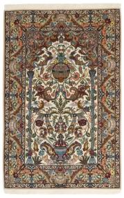 絨毯 オリエンタル イスファハン 絹の縦糸 127X200 茶色/ベージュ (ウール, ペルシャ/イラン)