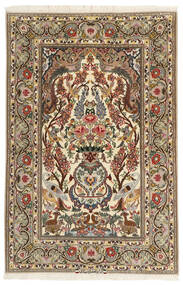  Persischer Isfahan Seidenkette Teppich 106X161 Beige/Braun