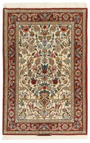  Persisk Isfahan Silkerenning Teppe 105X161 Beige/Brun ( Persia/Iran)