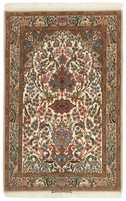 102X161 絨毯 イスファハン 絹の縦糸 オリエンタル 茶色/ベージュ (ペルシャ/イラン)