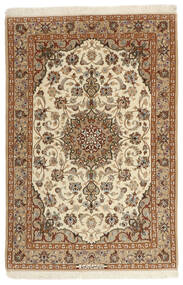 絨毯 ペルシャ イスファハン 絹の縦糸 105X160 ベージュ/茶色 (ウール, ペルシャ/イラン)