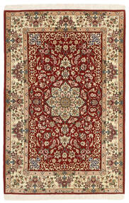  Orientalischer Isfahan Seidenkette Teppich 105X165 Braun/Beige Persien/Iran