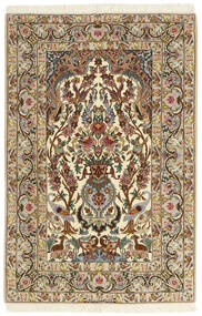  イスファハン 絹の縦糸 絨毯 104X162 ペルシャ ウール ベージュ/茶色 小