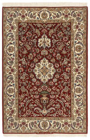 111X163 絨毯 イスファハン 絹の縦糸 オリエンタル オレンジ/茶色 (ウール, ペルシャ/イラン)