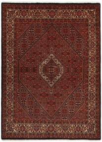  170X228 Bidjar Mit Seide Teppich Dunkelrot/Braun Persien/Iran
