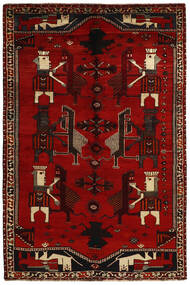 156X240 Tapis D'orient Ghashghaï Fine Rouge Foncé/Beige (Laine, Perse/Iran)