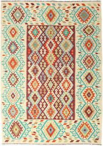  Kilim Afghan Old Style Alfombra 205X289 De Lana Amarillo/Beige Carpetvista