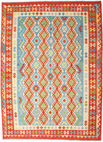  Orientalsk Kelim Afghan Old Style Teppe 214X297 Rød/Beige Ull, Afghanistan Carpetvista
