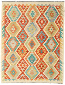  Orientalsk Kelim Afghan Old Style Teppe 134X176 Beige/Oransje Ull, Afghanistan Carpetvista