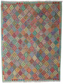 Kelim Afghan Old Stil Teppich 183X242 Grau/Rot Wolle, Afghanistan Carpetvista