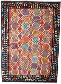 204X289 Kilim Afghan Old Style Rug Oriental Red/Dark Grey (Wool, Afghanistan) Carpetvista