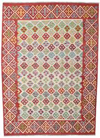 絨毯 キリム アフガン オールド スタイル 203X284 レッド/ベージュ (ウール, アフガニスタン)