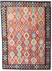 210X295 Kilim Afghan Old Style Rug Oriental Red/Grey (Wool, Afghanistan) Carpetvista