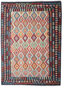  Kilim Afegão Old Style Tapete 208X291 Lã Cinza Escuro/Vermelho Carpetvista