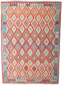  204X284 Kelim Afghan Old Style Tæppe Rød/Grå Afghanistan Carpetvista