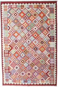 絨毯 キリム アフガン オールド スタイル 206X309 レッド/ベージュ (ウール, アフガニスタン)