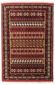  132X195 Turkaman Teppich Dunkelrot/Beige Persien/Iran Carpetvista