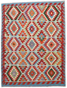 151X199 Kelim Afghan Old Stil Teppich Orientalischer Rot/Grau (Wolle, Afghanistan) Carpetvista