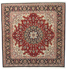 200X202 絨毯 オリエンタル クム Kork/シルク 正方形 レッド/ベージュ ( ペルシャ/イラン) Carpetvista