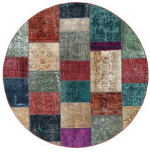 絨毯 Patchwork - Persien/Iran Ø 200 ラウンド レッド/ダークグレー (ウール, ペルシャ/イラン)