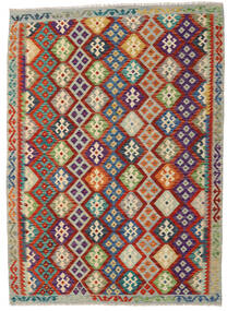  Kilim Afghan Old Style Tappeto 175X239 Di Lana Verde/Rosso Carpetvista