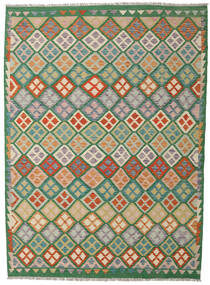 209X288 Tapis D'orient Kilim Afghan Old Style Jaune/Vert (Laine, Afghanistan) Carpetvista